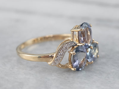 Tanzanite White Sapphire Gold Ring