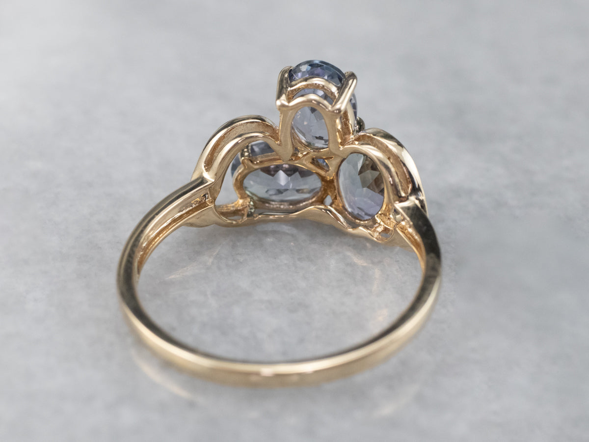 Tanzanite White Sapphire Gold Ring