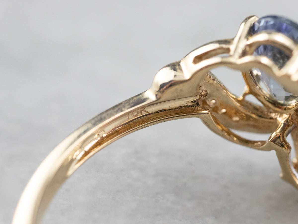 Tanzanite White Sapphire Gold Ring