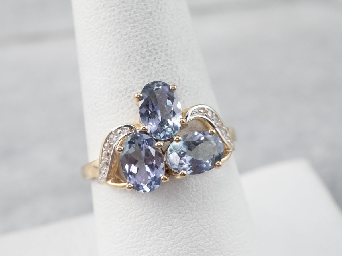 Tanzanite White Sapphire Gold Ring