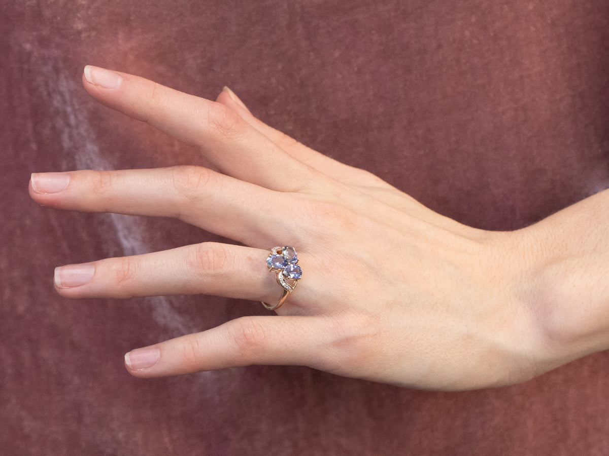 Tanzanite White Sapphire Gold Ring