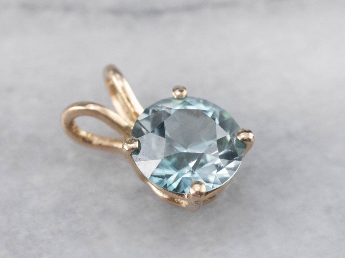 Blue Zircon Solitaire Pendant