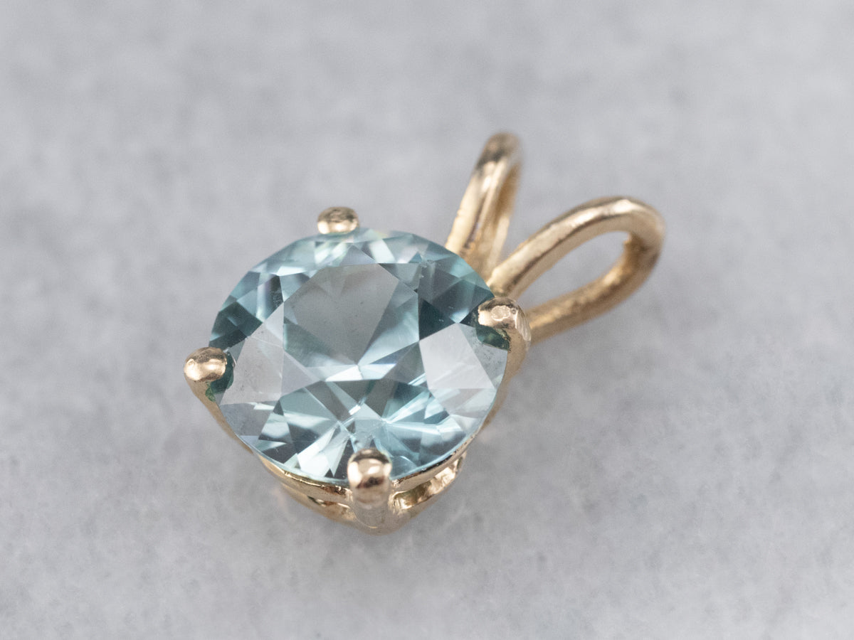 Blue Zircon Solitaire Pendant