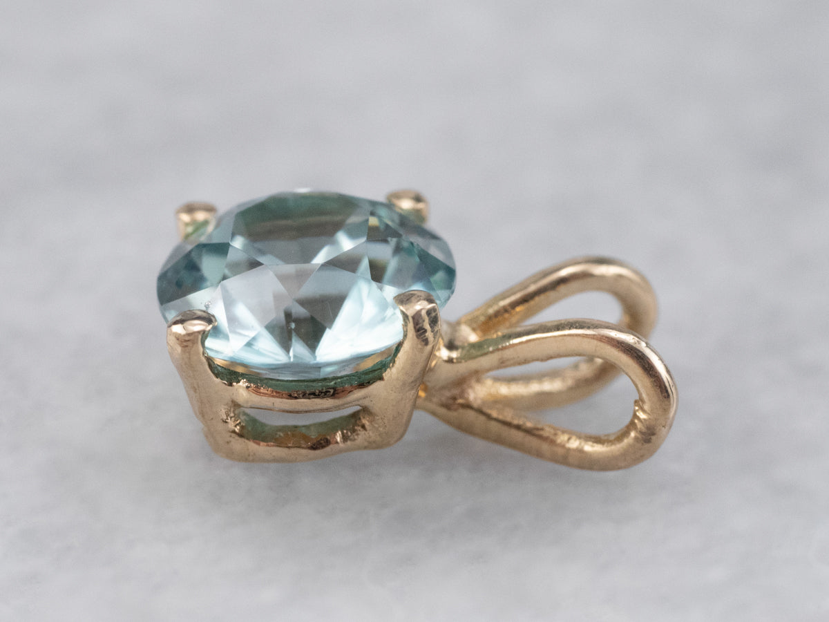 Blue Zircon Solitaire Pendant
