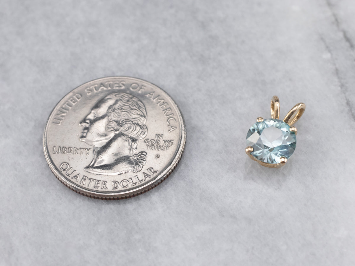 Blue Zircon Solitaire Pendant