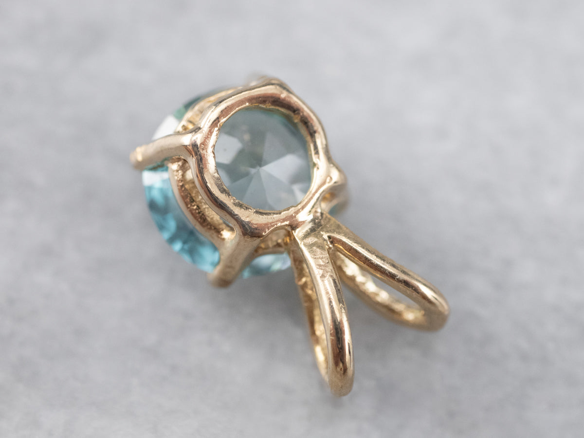 Blue Zircon Solitaire Pendant