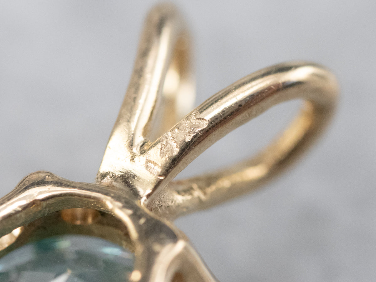 Blue Zircon Solitaire Pendant