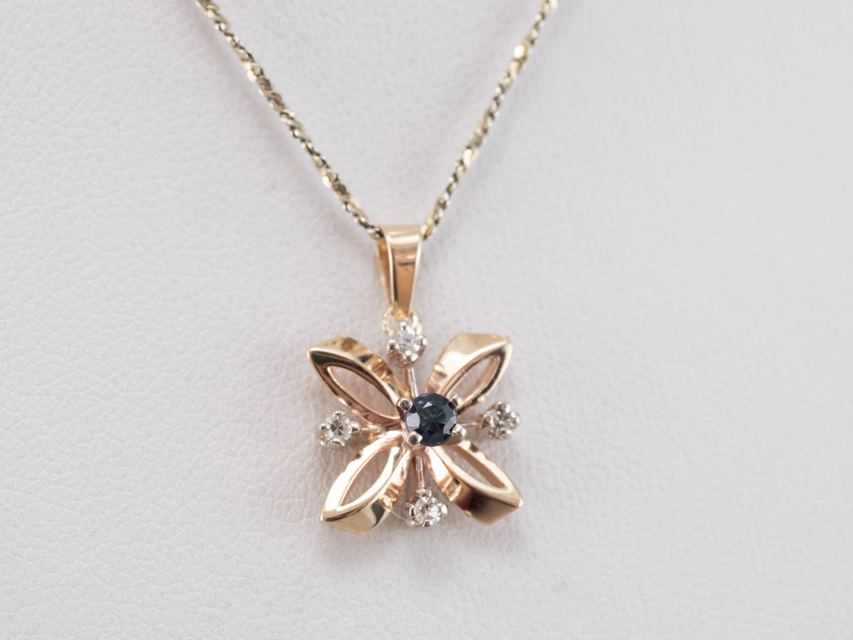 Sapphire Diamond Gold Star Pendant