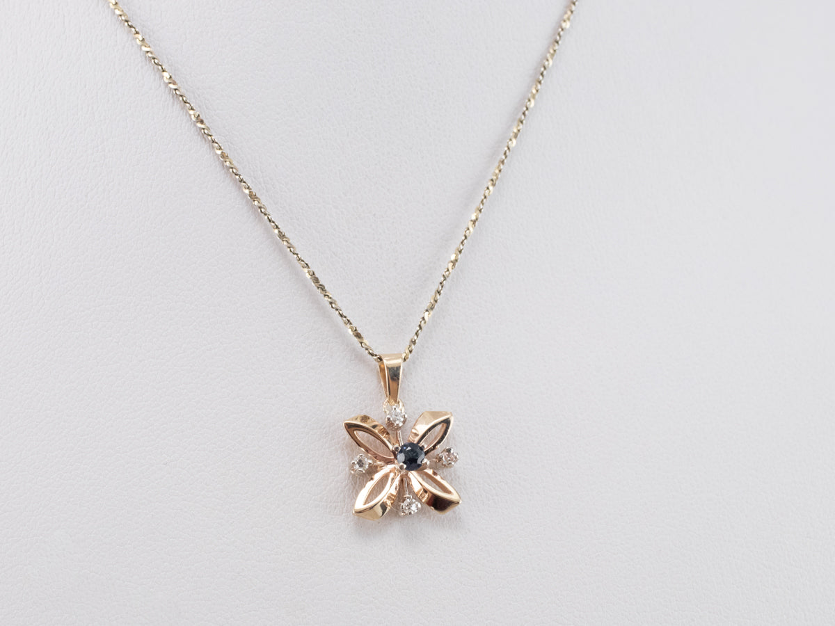 Sapphire Diamond Gold Star Pendant