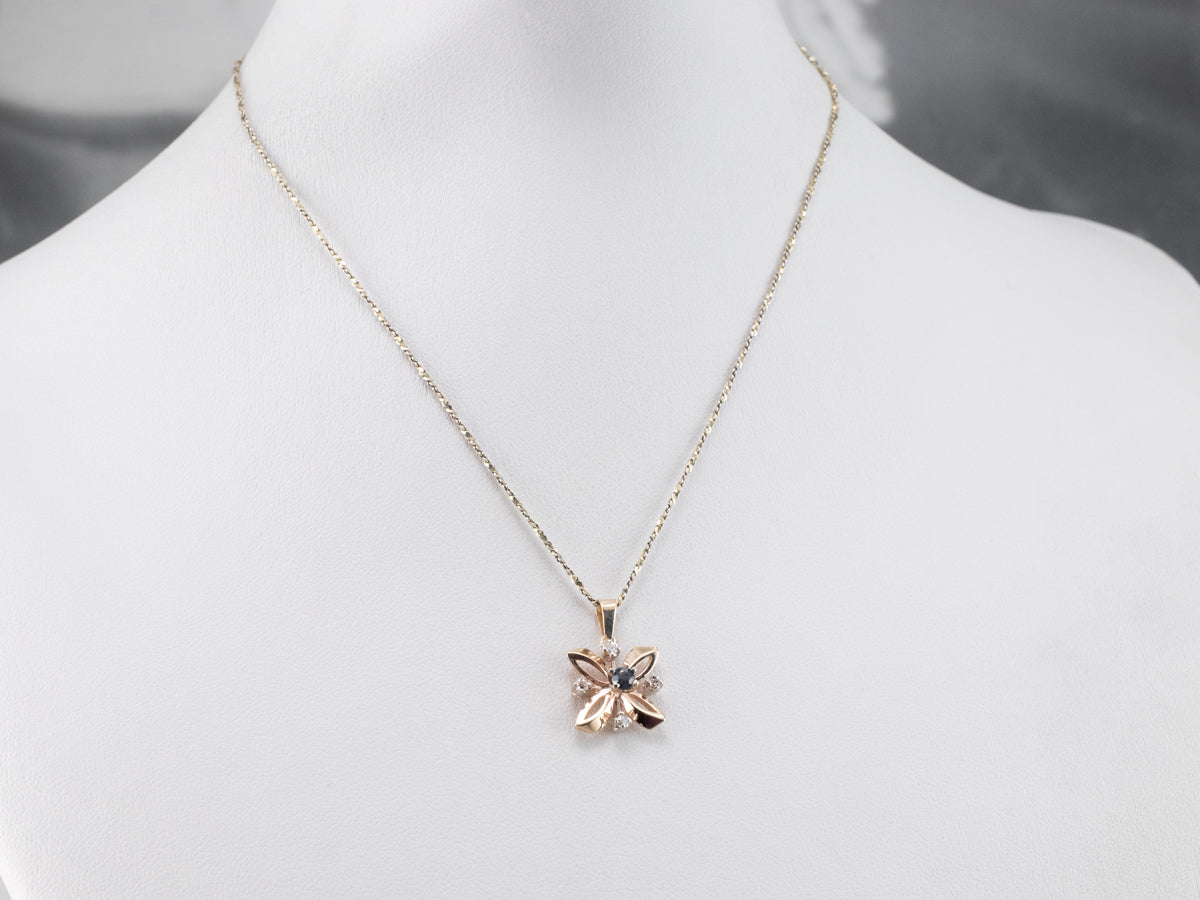 Sapphire Diamond Gold Star Pendant