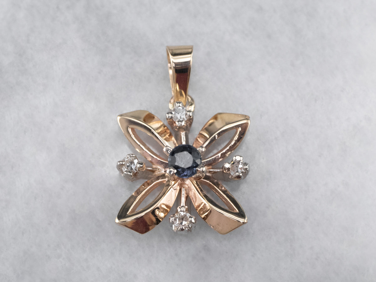 Sapphire Diamond Gold Star Pendant