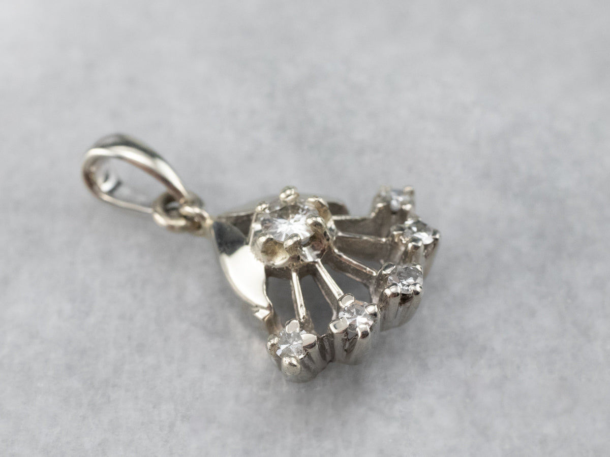 Vintage Diamond Floral White Gold Pendant