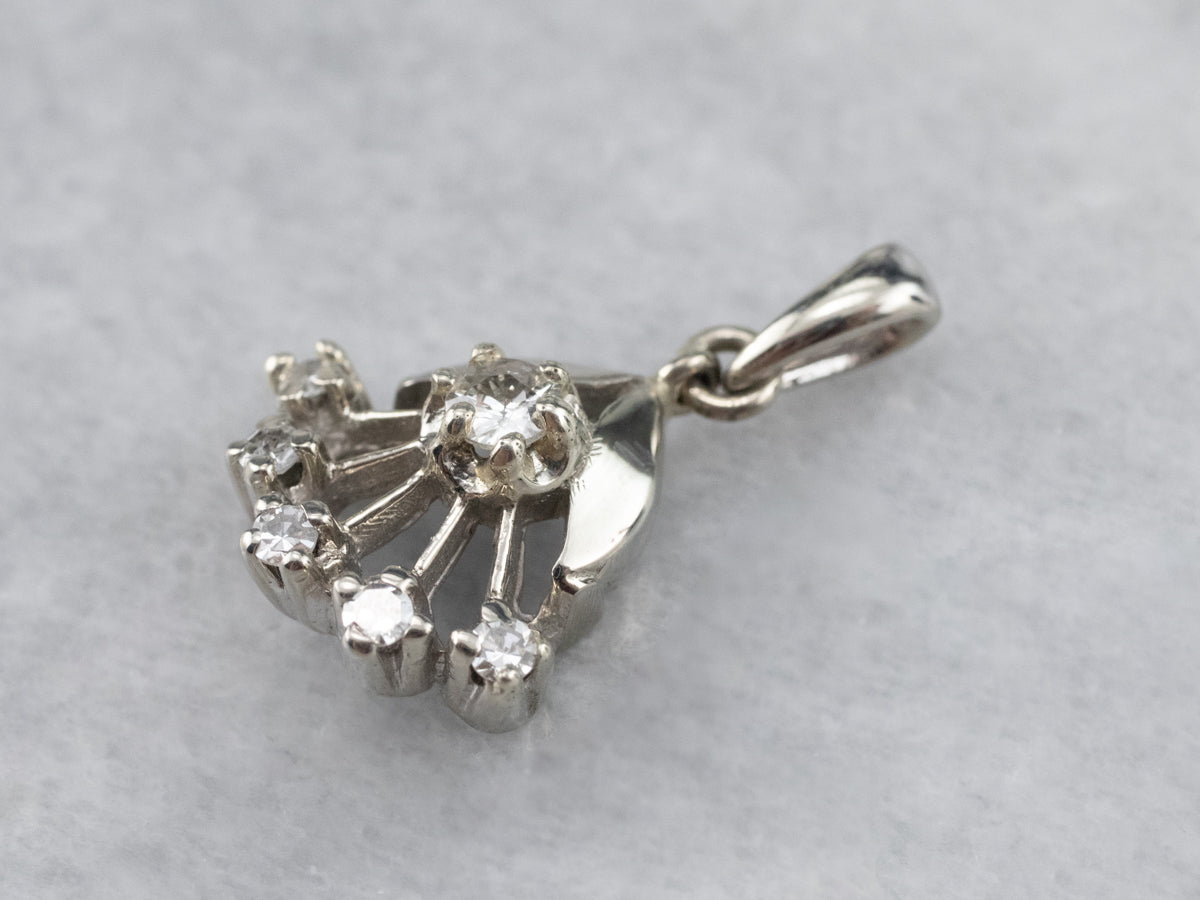 Vintage Diamond Floral White Gold Pendant