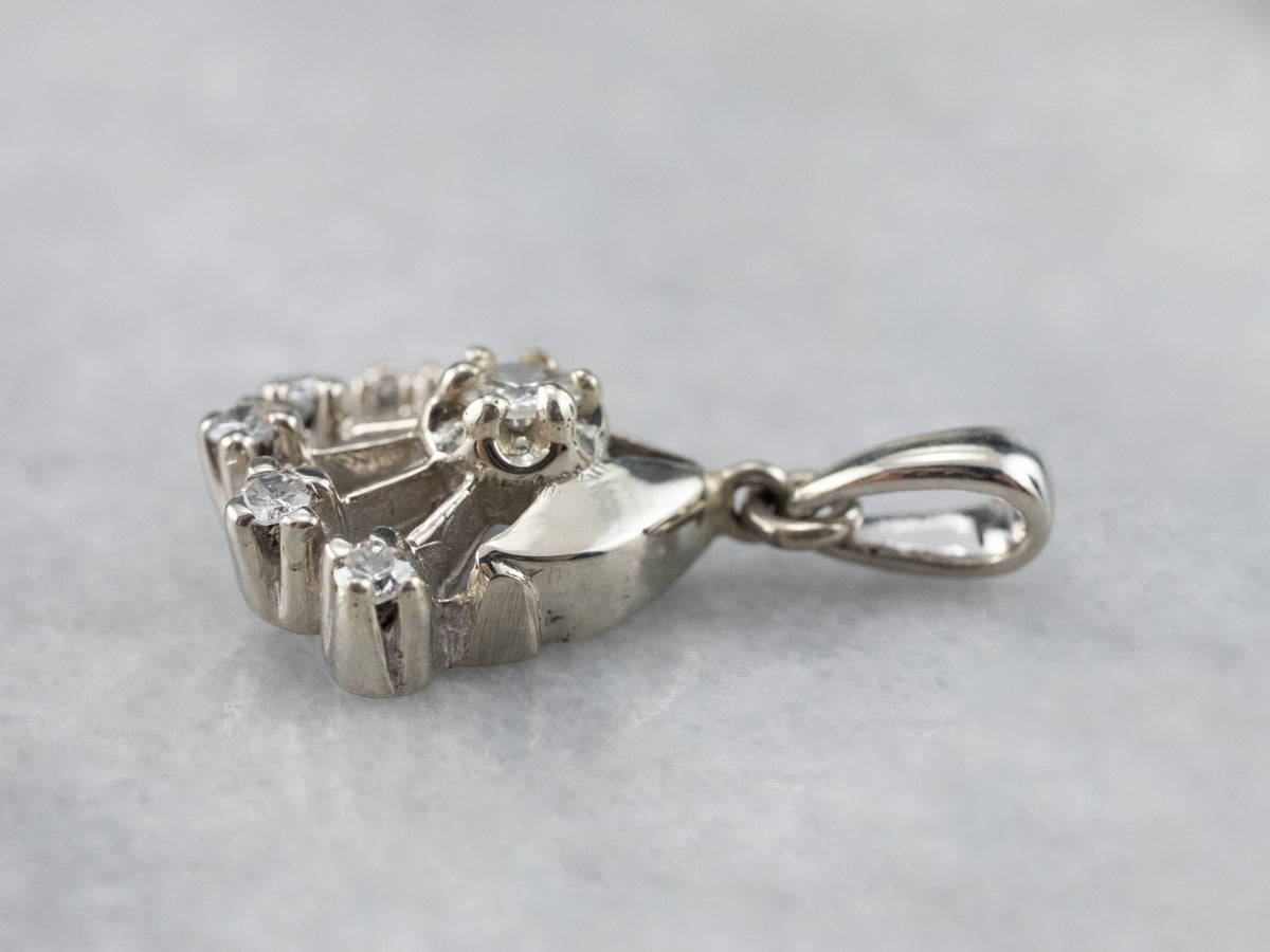 Vintage Diamond Floral White Gold Pendant
