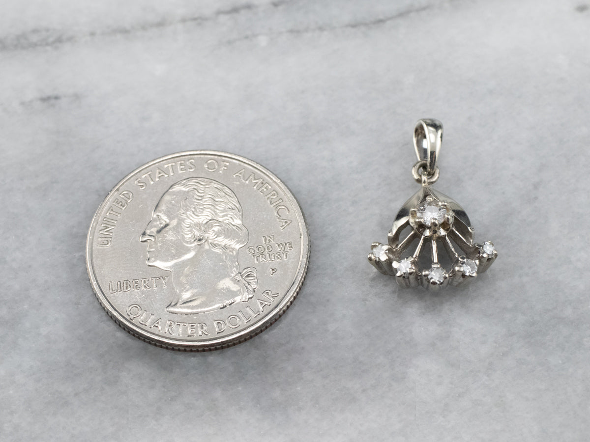 Vintage Diamond Floral White Gold Pendant