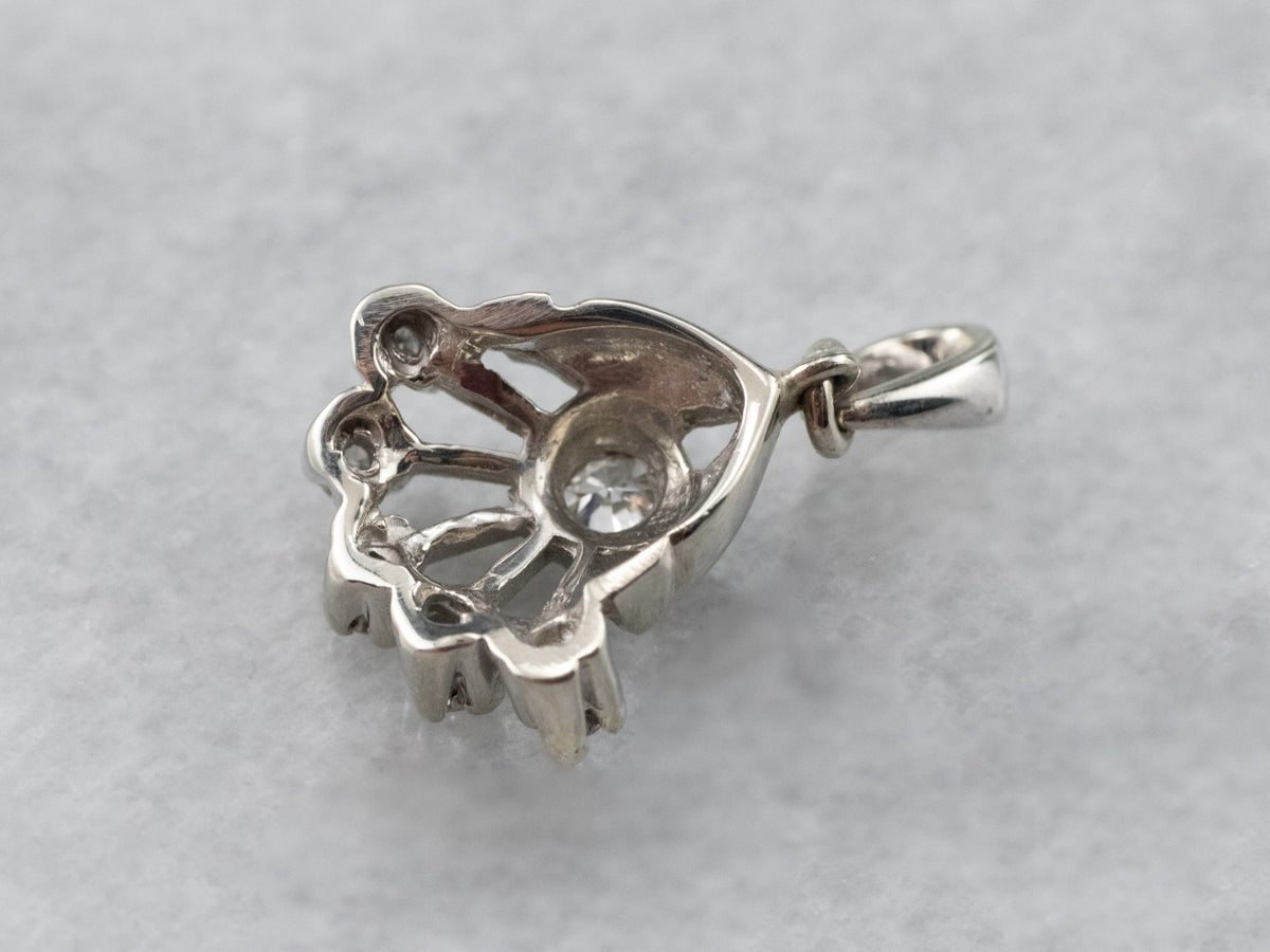 Vintage Diamond Floral White Gold Pendant