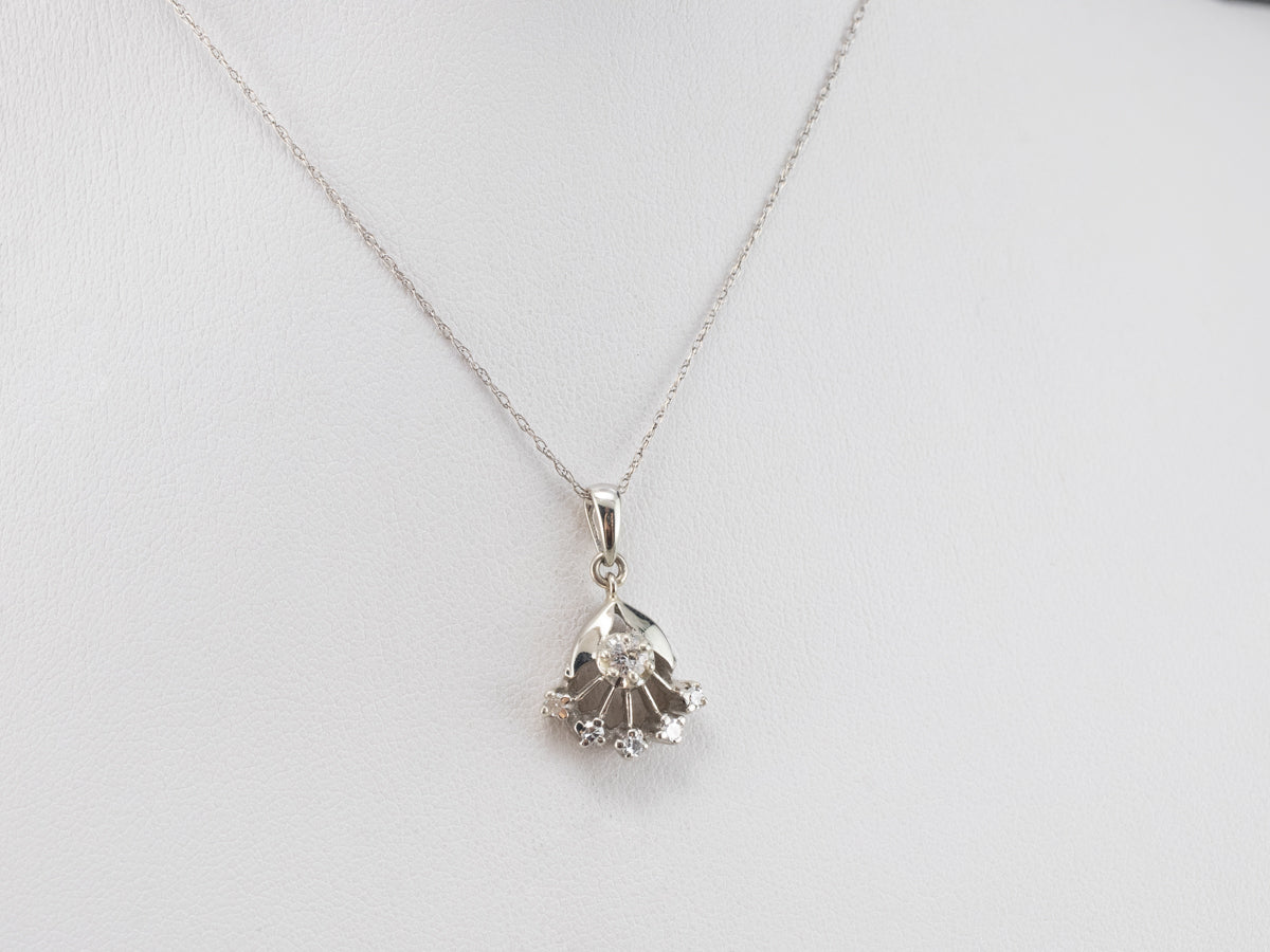 Vintage Diamond Floral White Gold Pendant