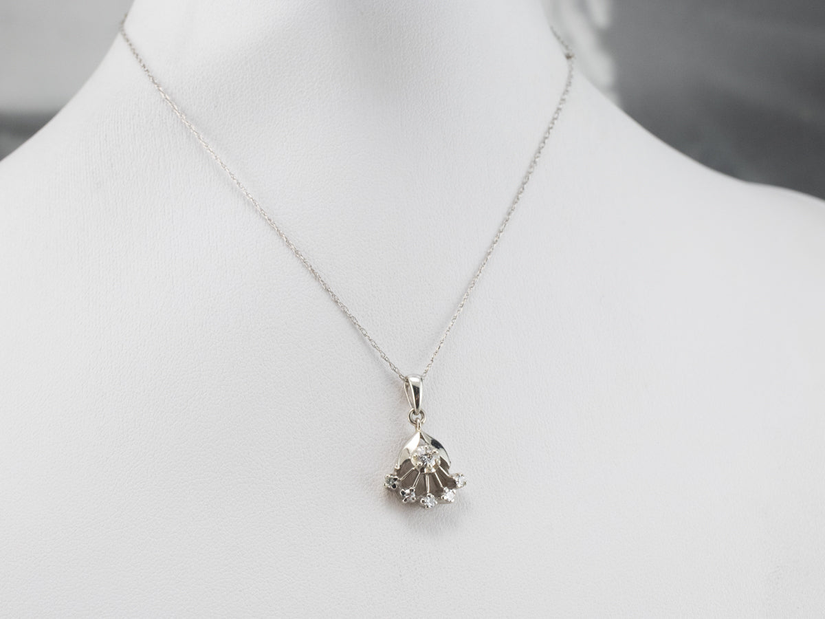 Vintage Diamond Floral White Gold Pendant