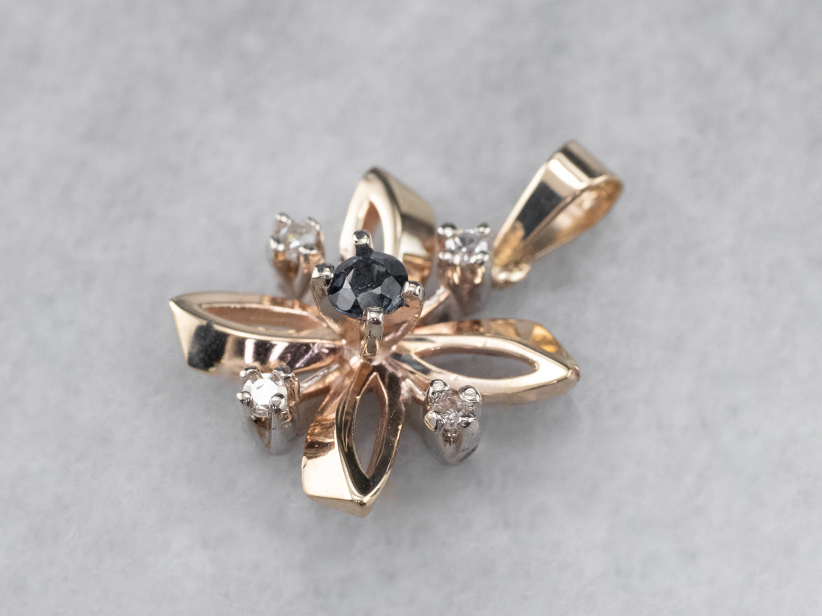 Sapphire Diamond Gold Star Pendant