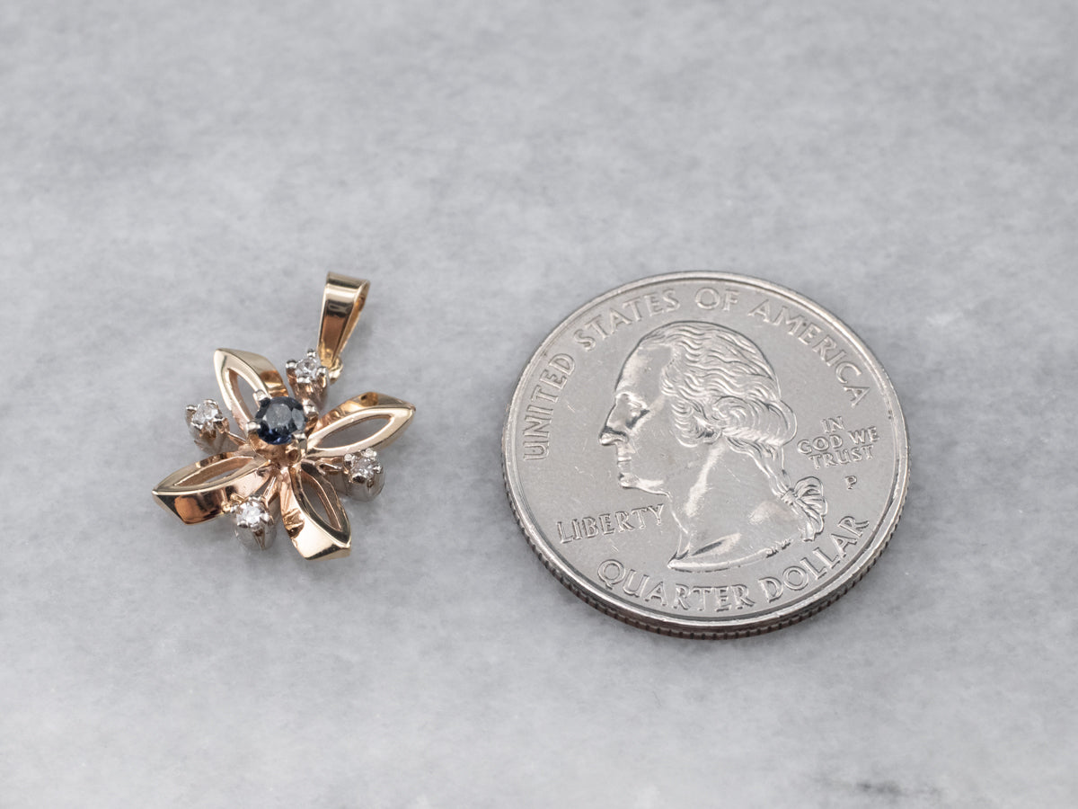 Sapphire Diamond Gold Star Pendant