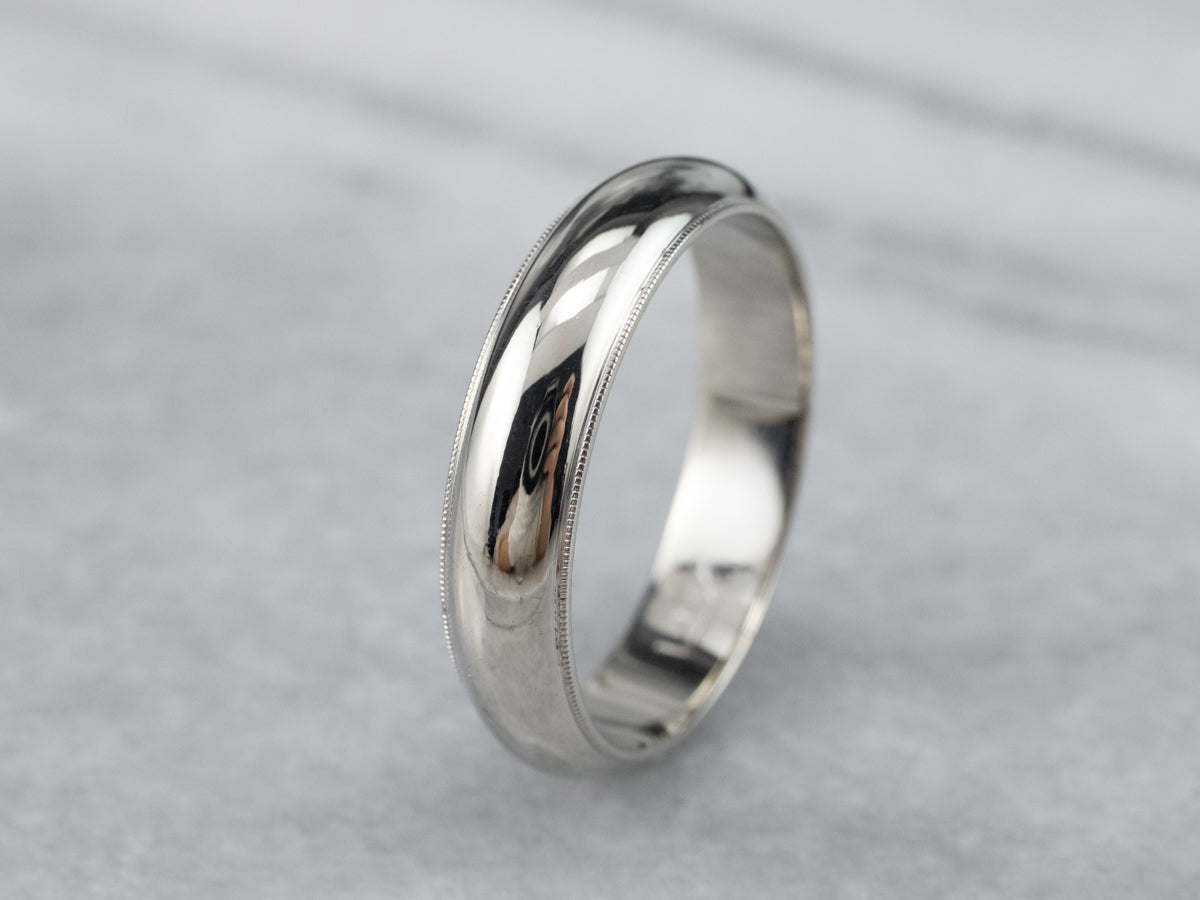 14K White Gold Heavy Wedding Band