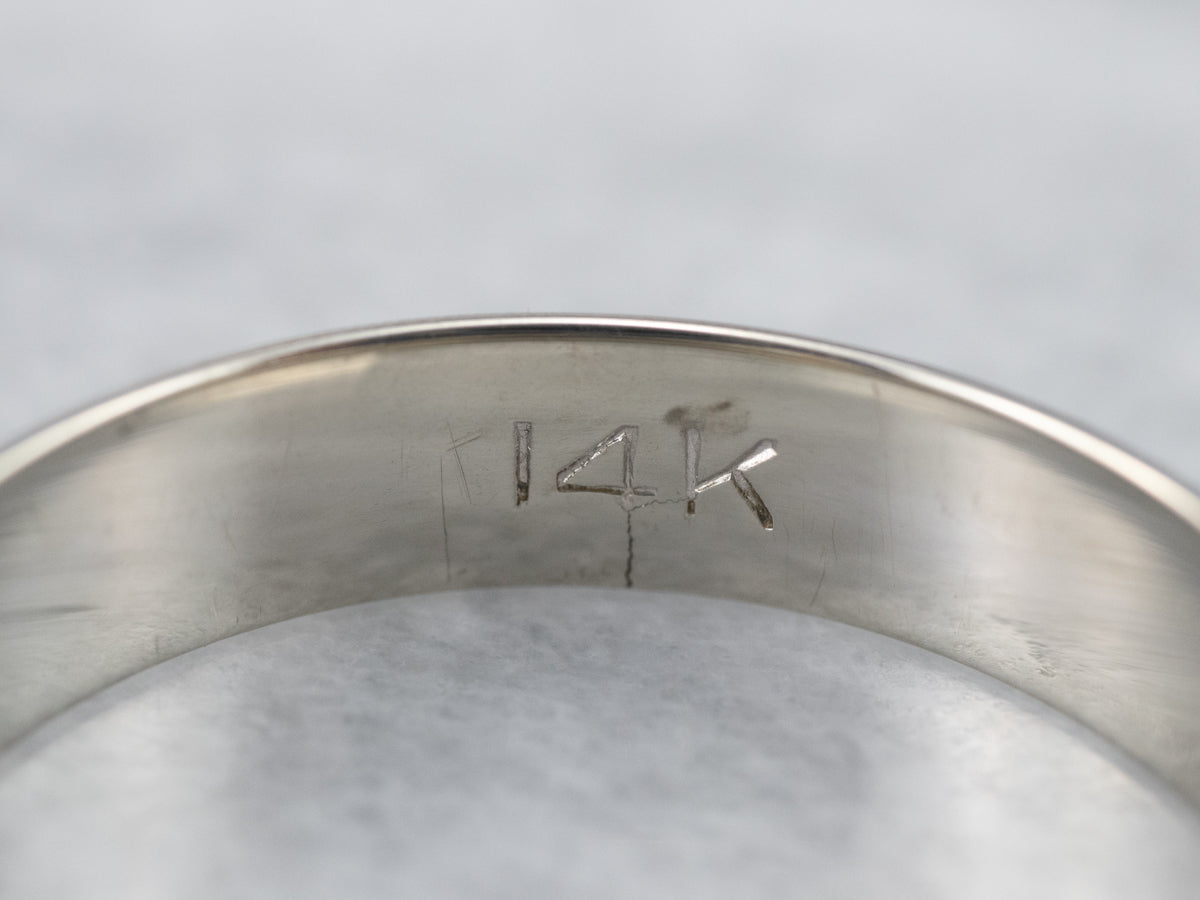 14K White Gold Heavy Wedding Band