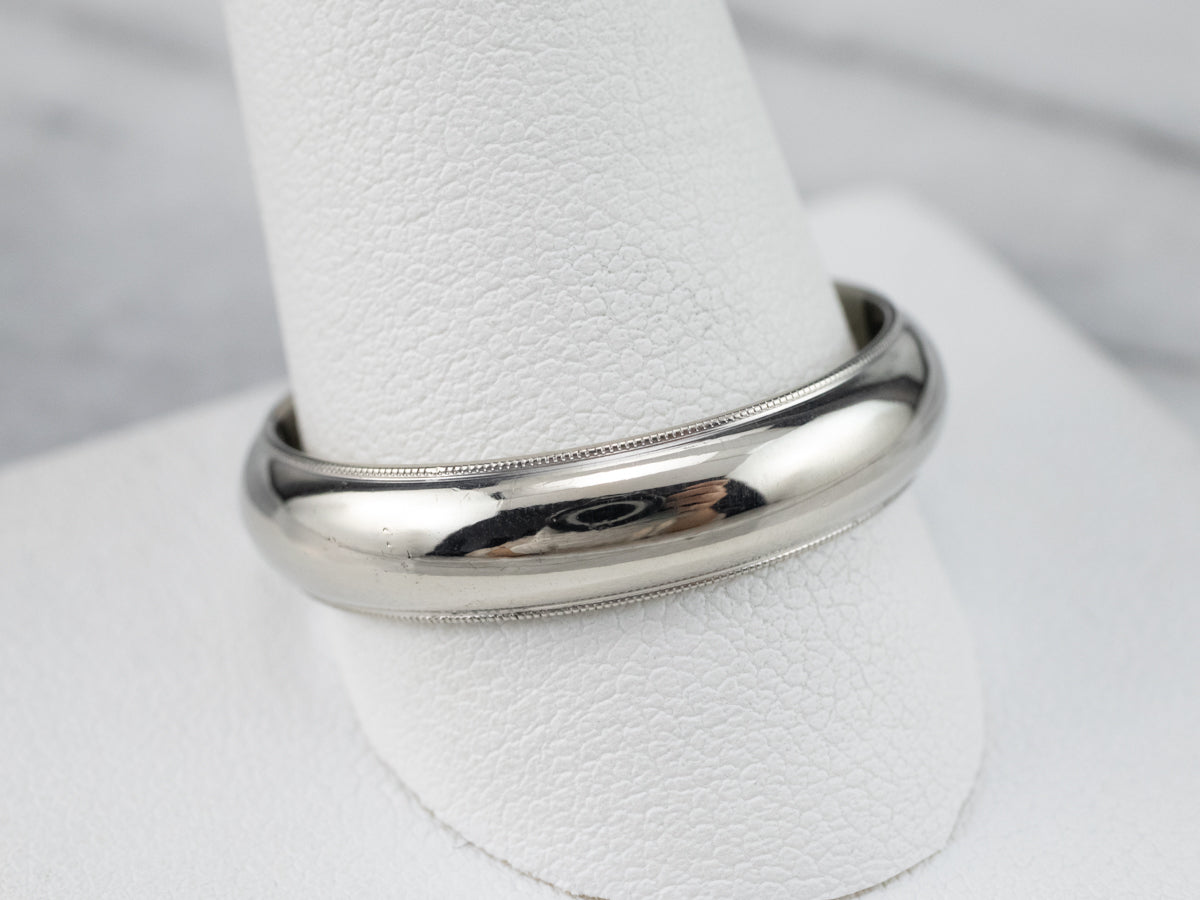 14K White Gold Heavy Wedding Band