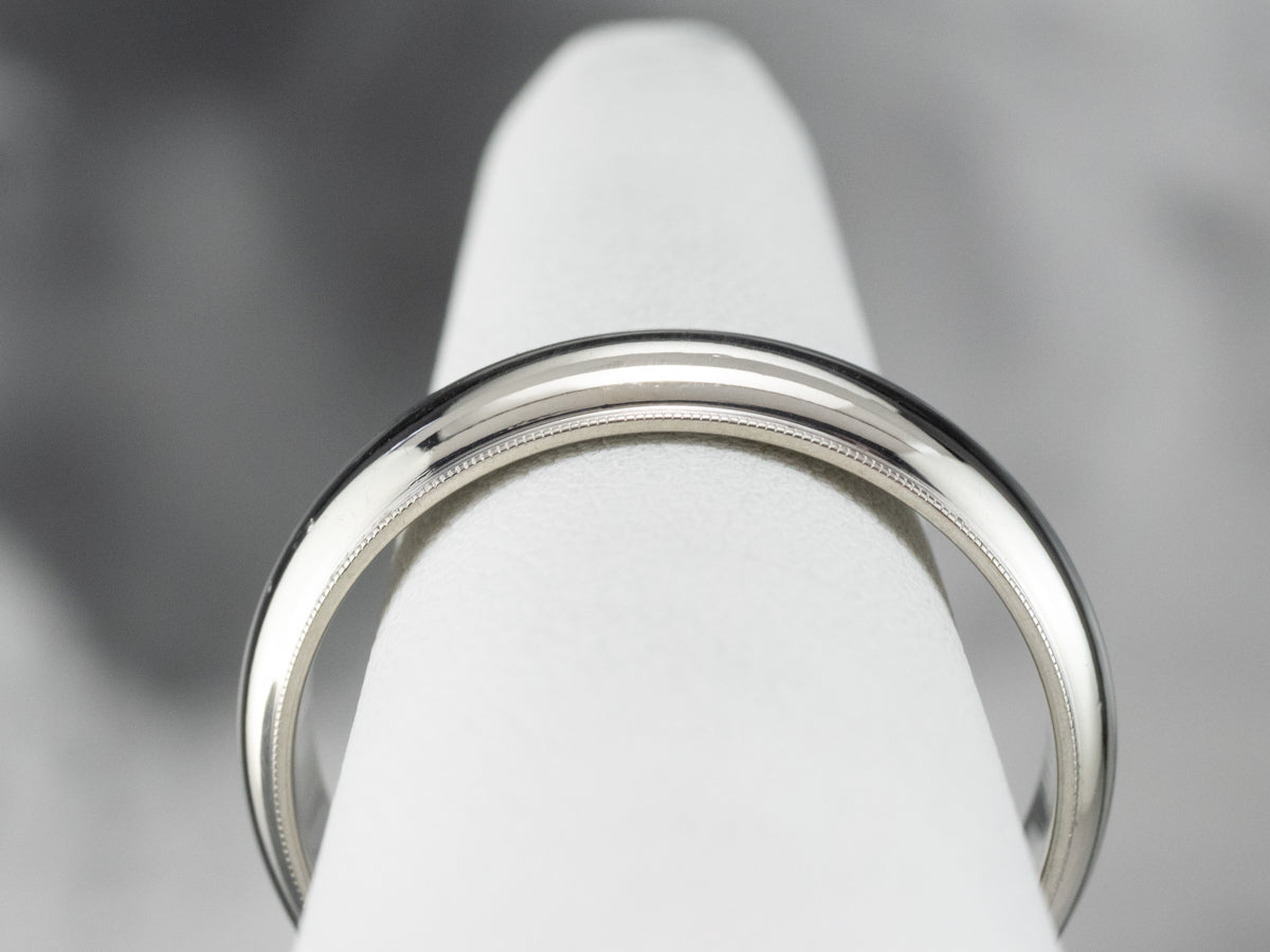 14K White Gold Heavy Wedding Band