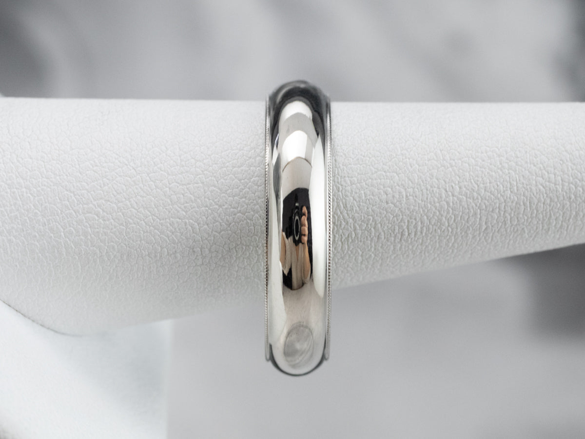14K White Gold Heavy Wedding Band