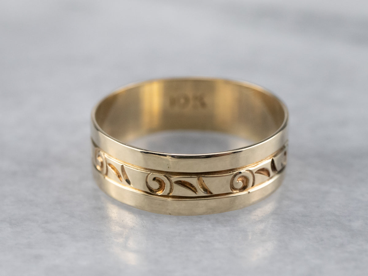 Vintage Yellow Gold Pattern Band