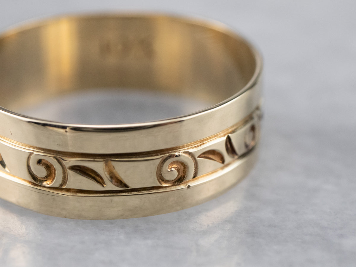 Vintage Yellow Gold Pattern Band