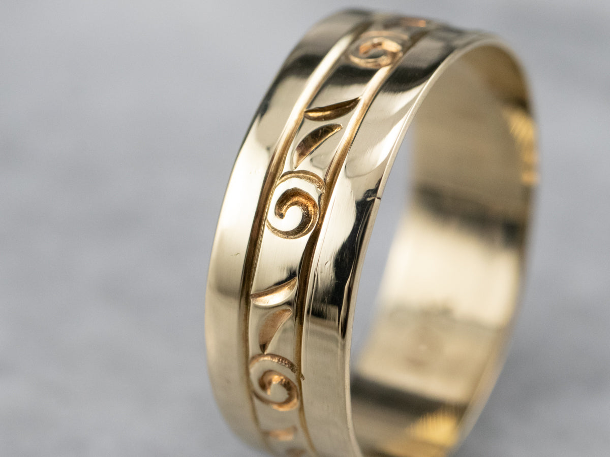 Vintage Yellow Gold Pattern Band