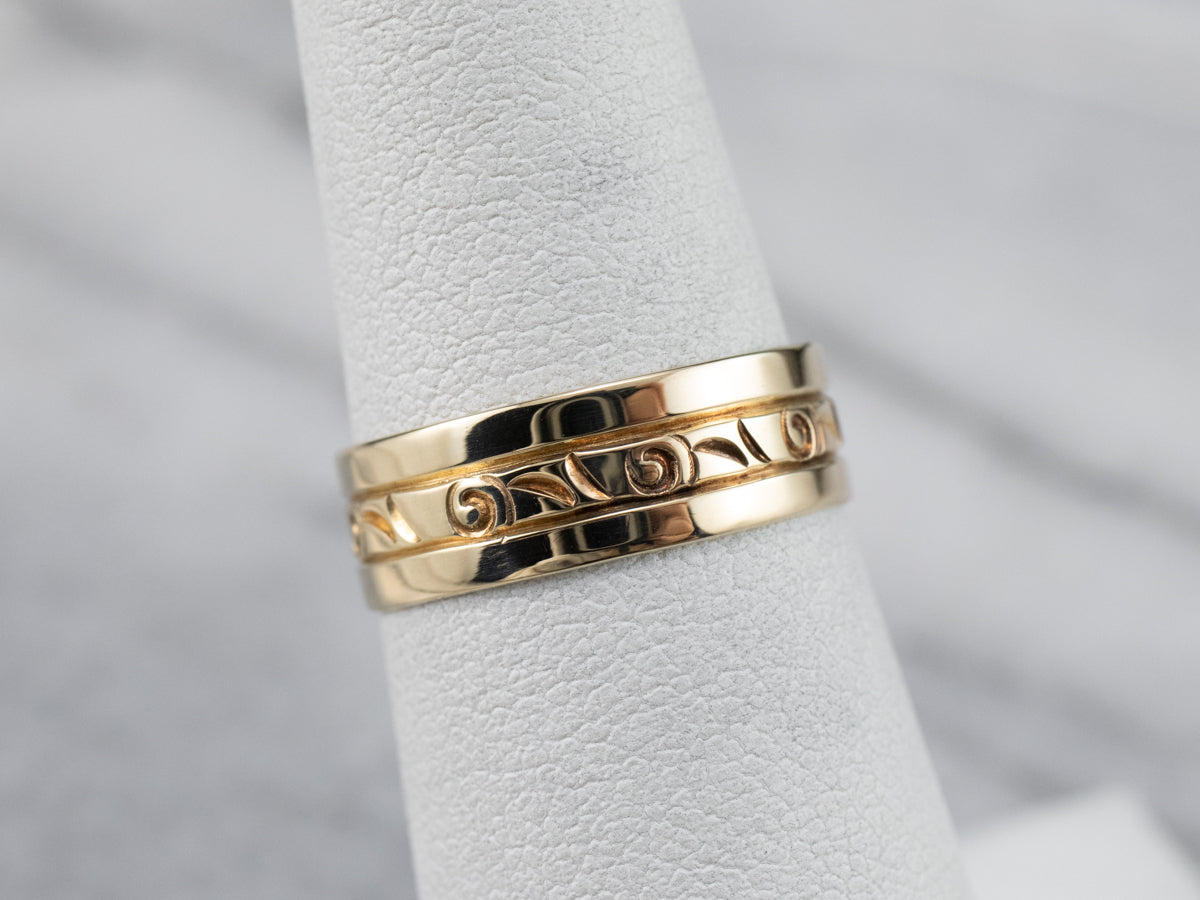 Vintage Yellow Gold Pattern Band