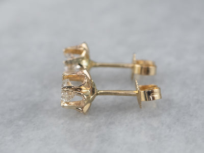 Gold Buttercup Diamond Stud Earrings