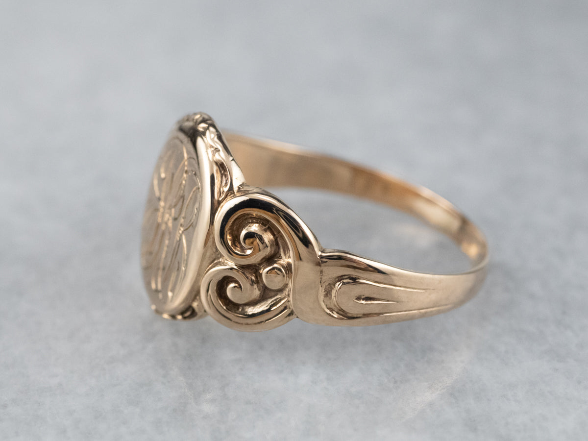 Antique "JRR" Ornate Gold Signet Ring