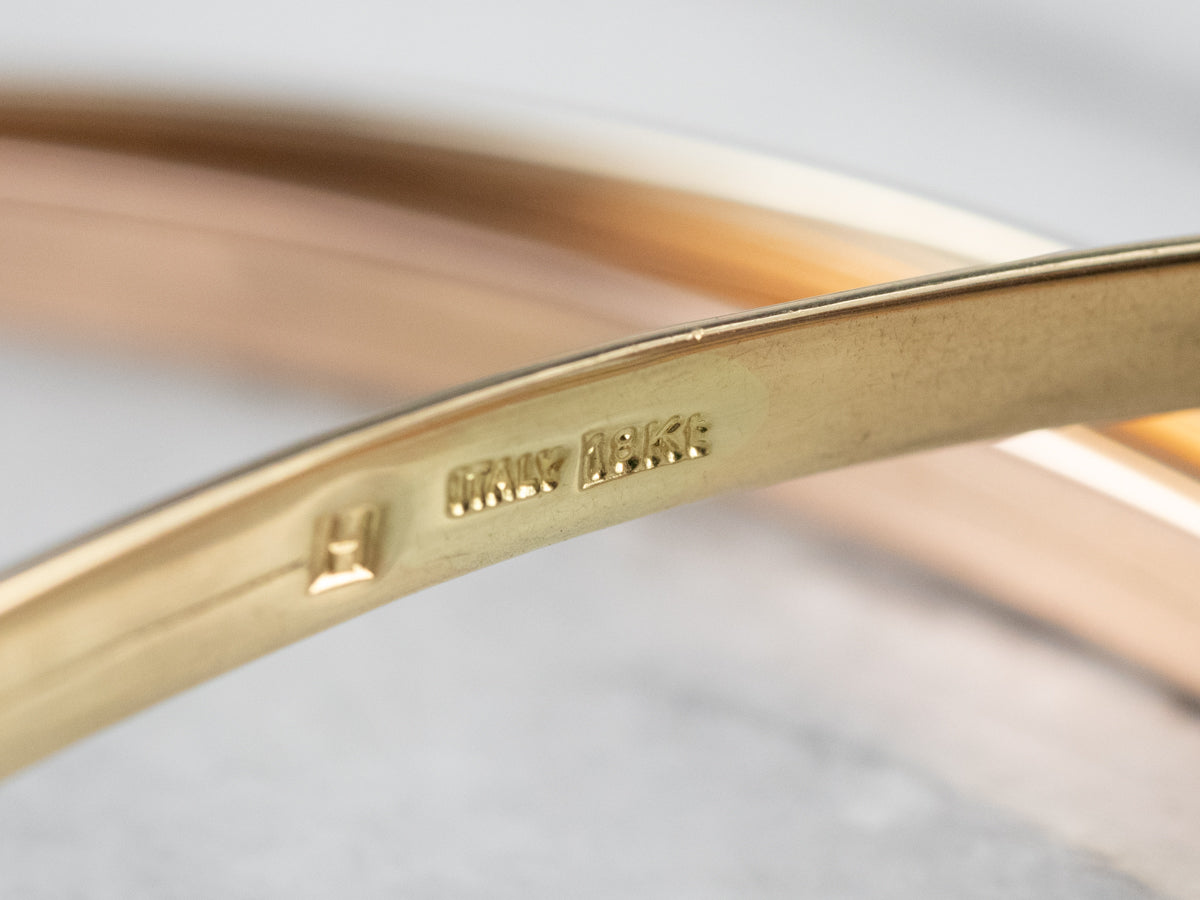 Tri Color Gold Rolling Bangle Bracelet