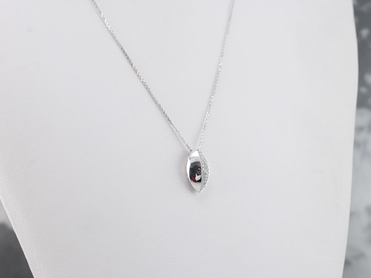 Minimalist Diamond White Gold Pendant Necklace