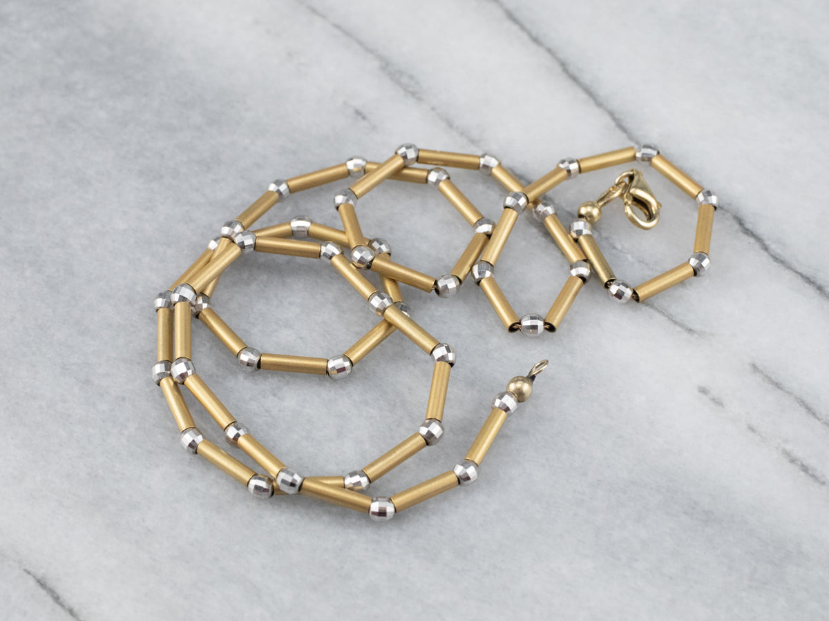 Two Tone Gold Beaded Necklace