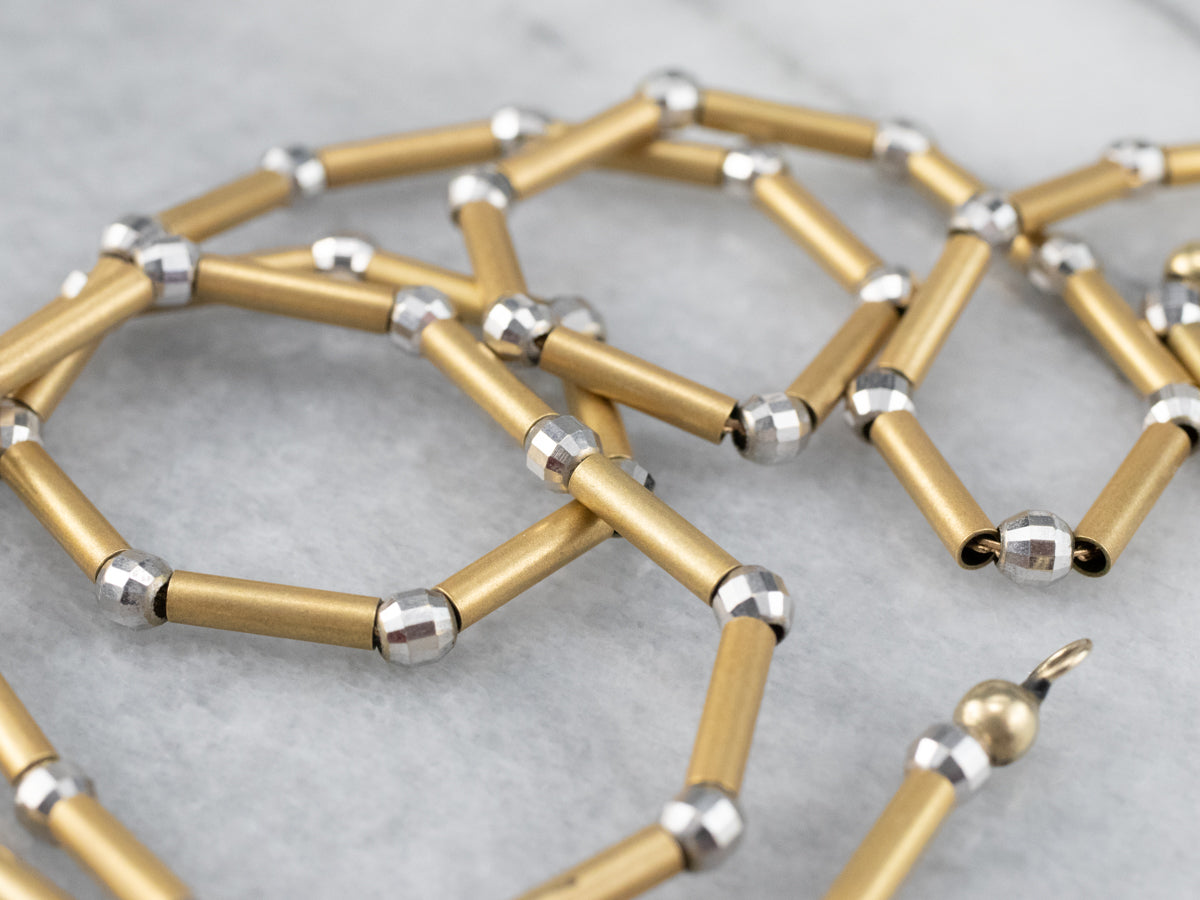 Two Tone Gold Beaded Necklace