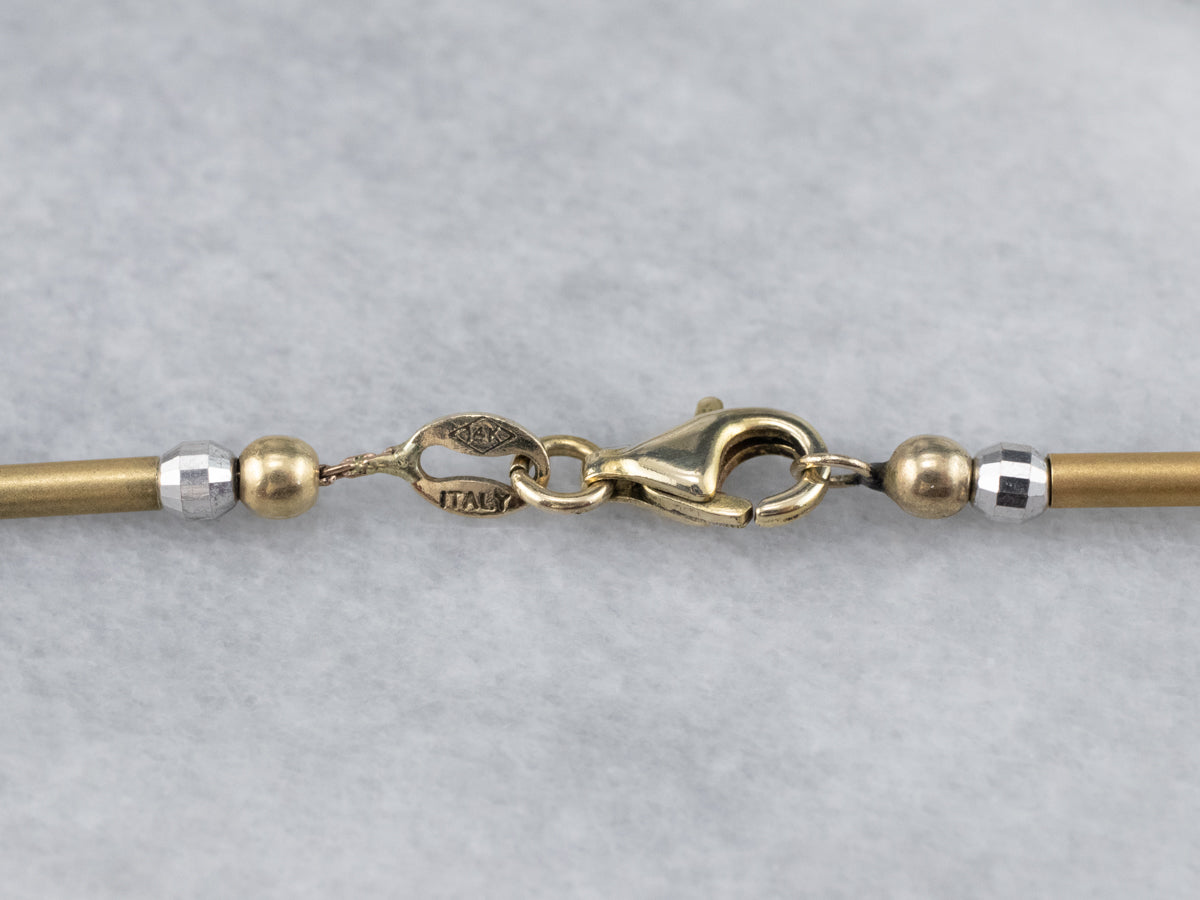 Two Tone Gold Beaded Necklace