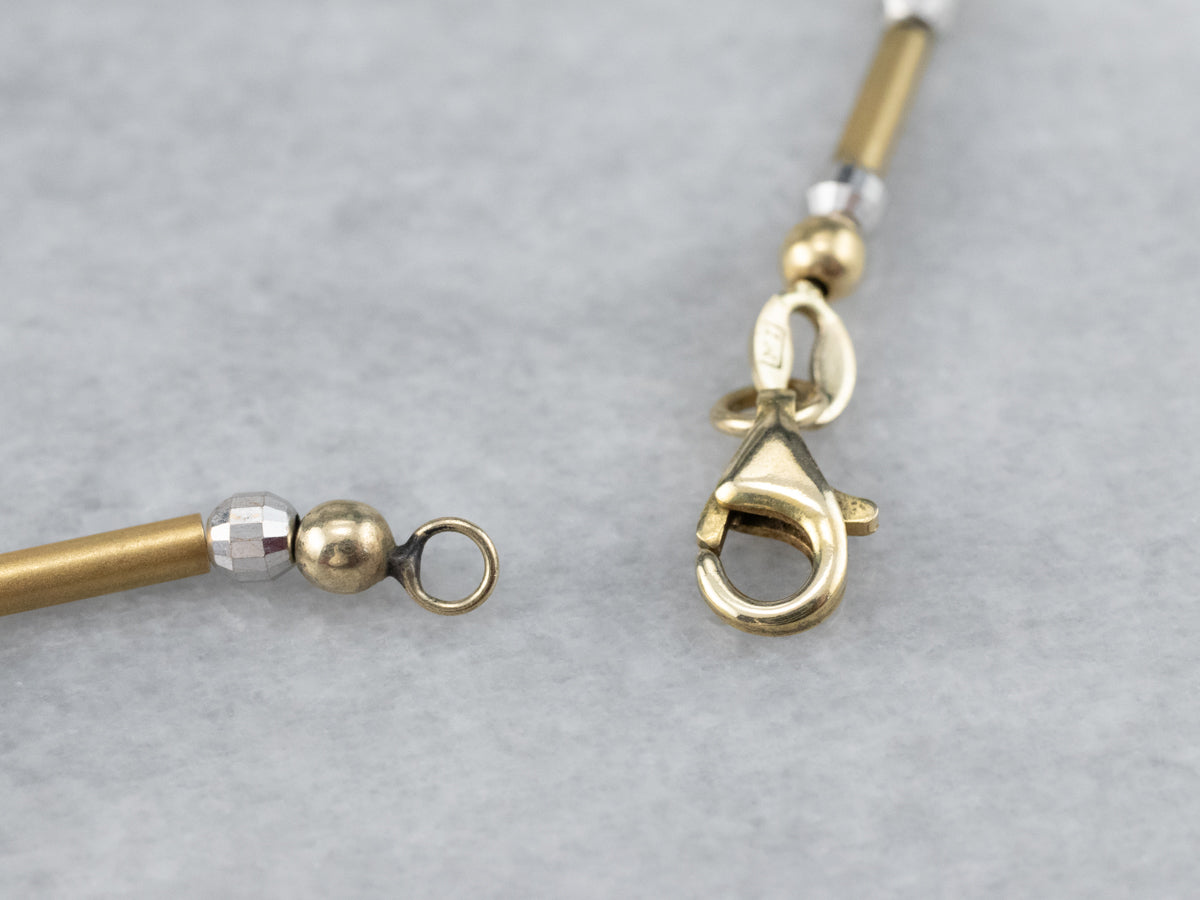 Two Tone Gold Beaded Necklace