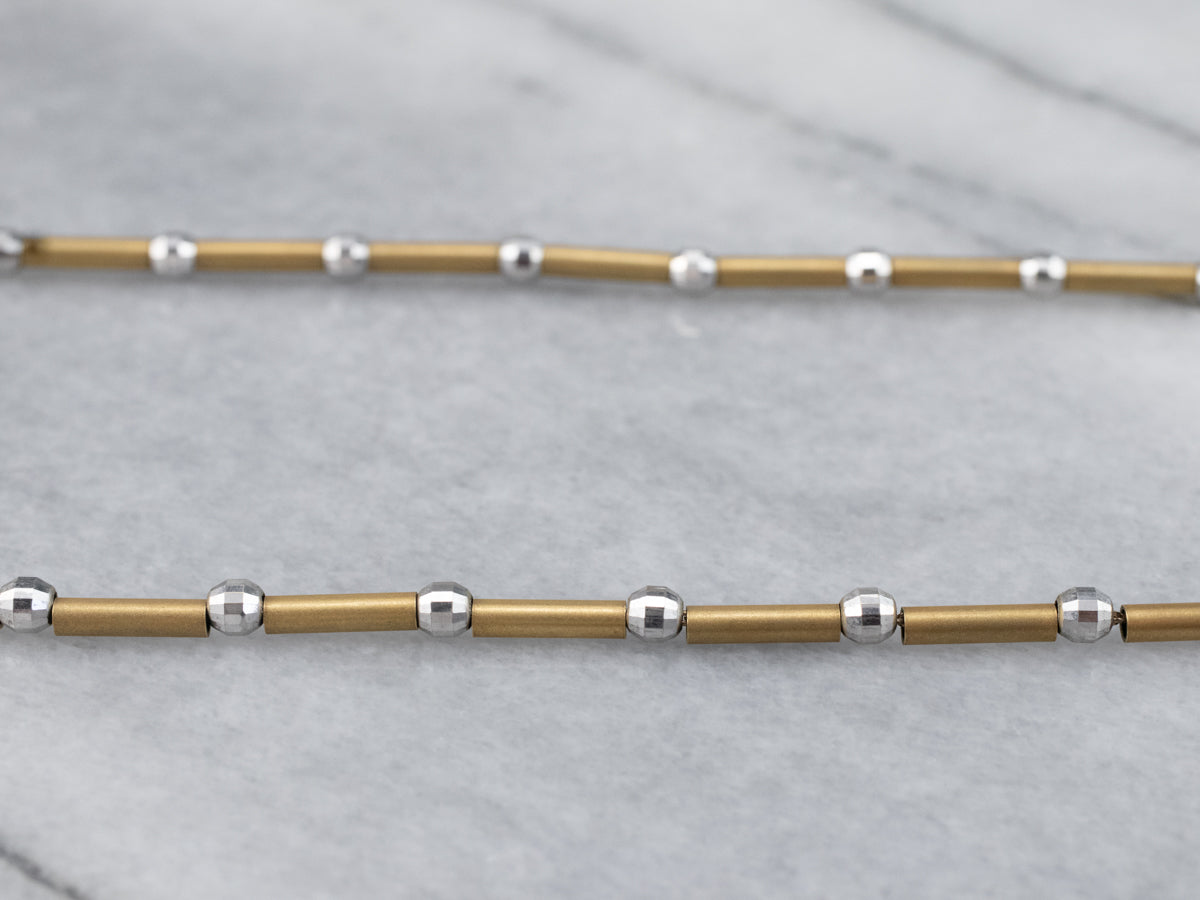 Two Tone Gold Beaded Necklace