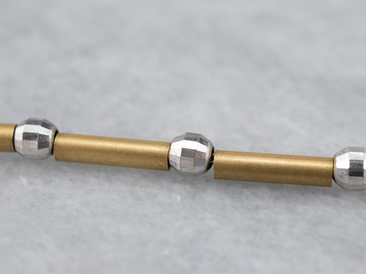 Two Tone Gold Beaded Necklace