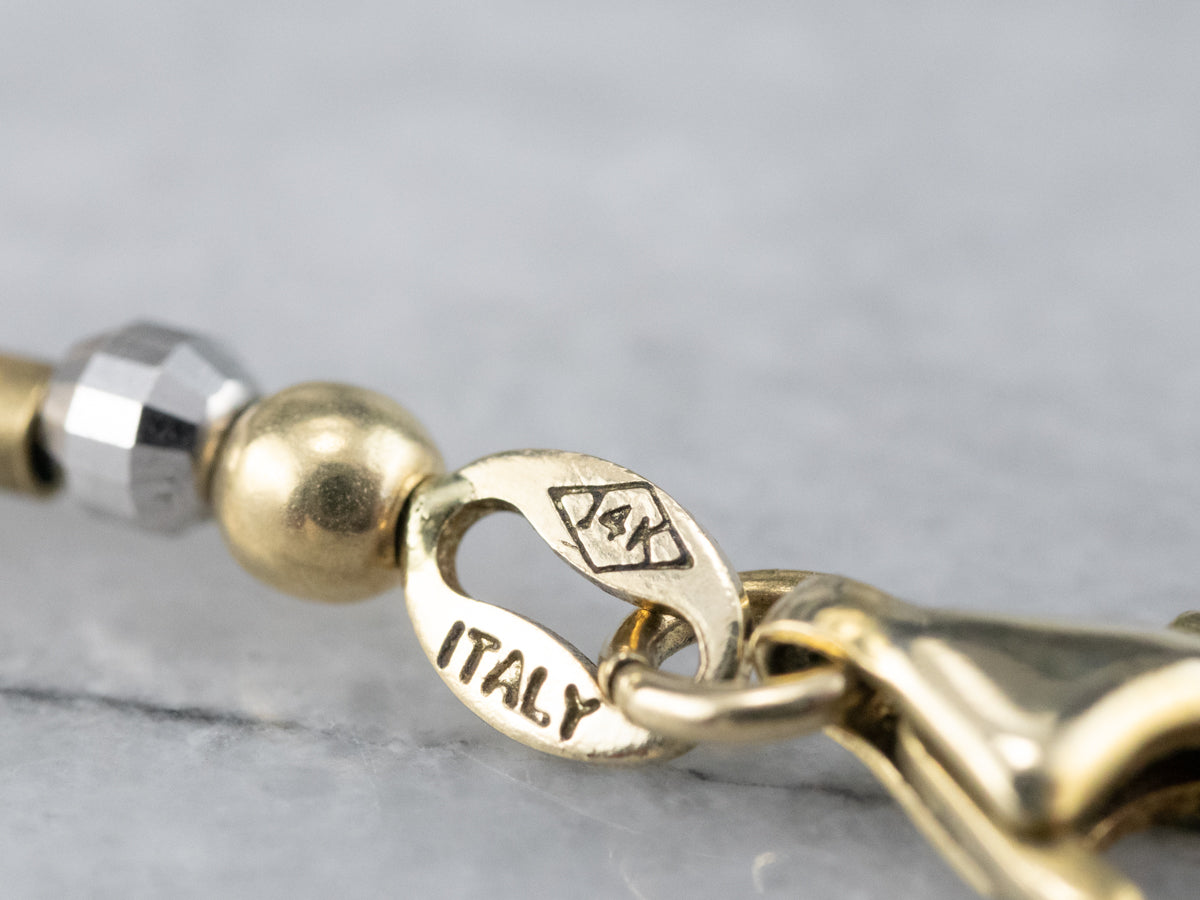 Two Tone Gold Beaded Necklace