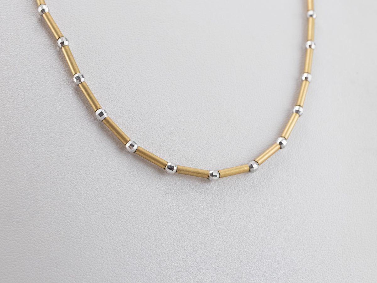 Two Tone Gold Beaded Necklace