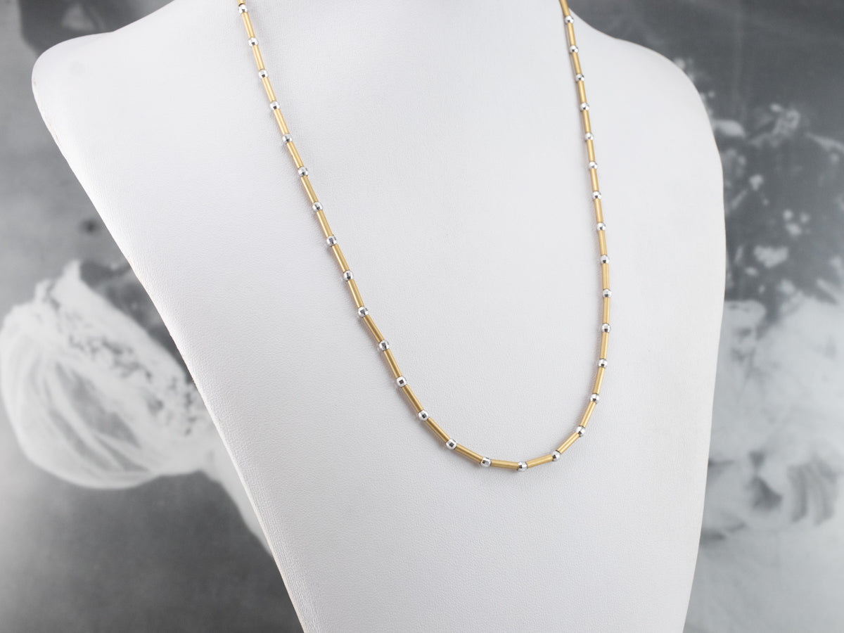 Two Tone Gold Beaded Necklace