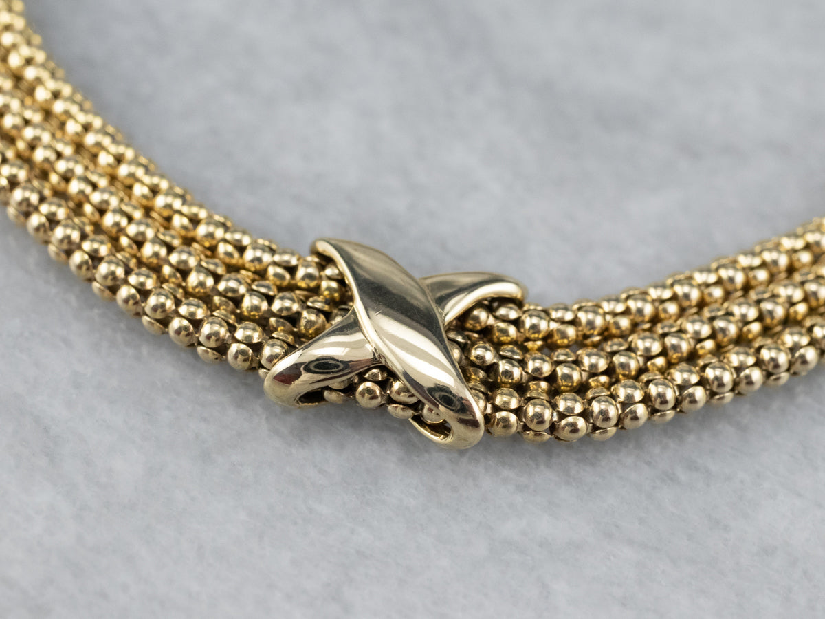 Three Strand Gold Popcorn Chain Bracelet