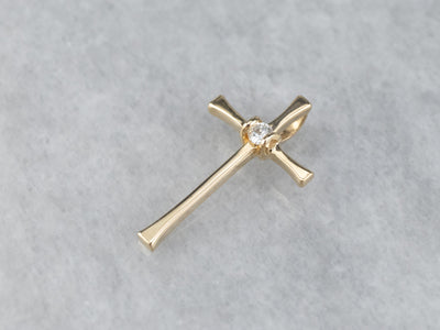 Diamond 14K Gold Cross Pendant