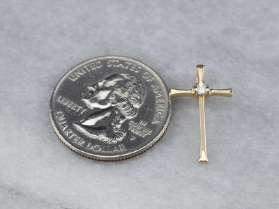 Diamond 14K Gold Cross Pendant