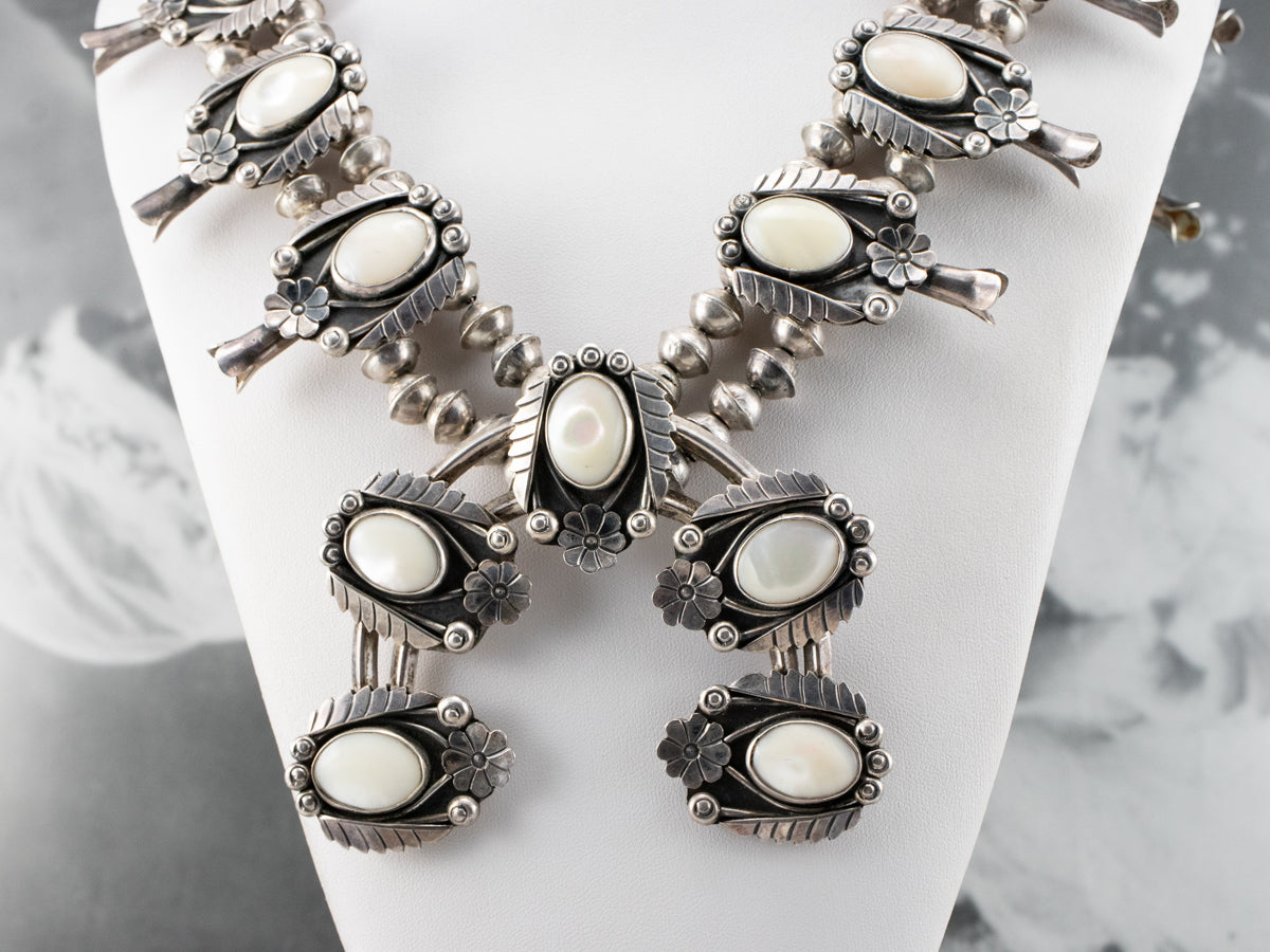 Sold at Auction: Marvelous Vintage Native American Indian Squash blossom  necklace